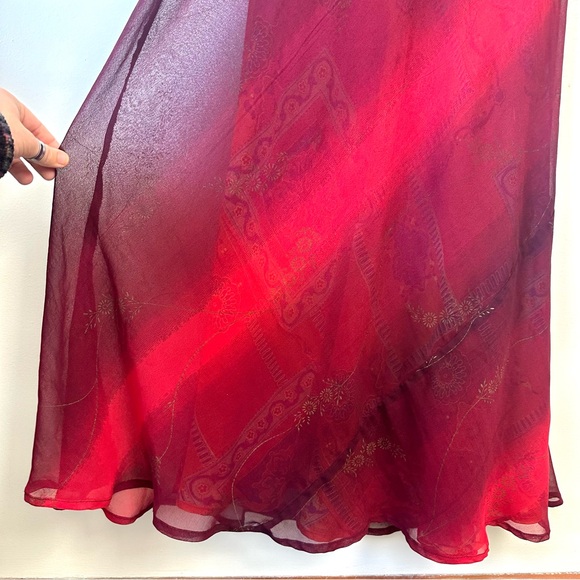 Vintage 90’s Reversible Abstract Orange & Red Floral Fairy Dress - Picture 10 of 10